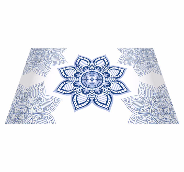 Mėlyni atspalviai abstraktaus stiliaus mandala vinilo kilimas - „Tenstickers“