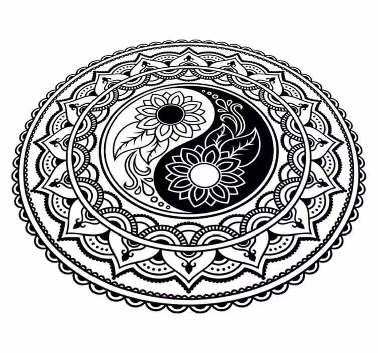 Yin yang saulėgrąžos mandala kilimėlis - „Tenstickers“