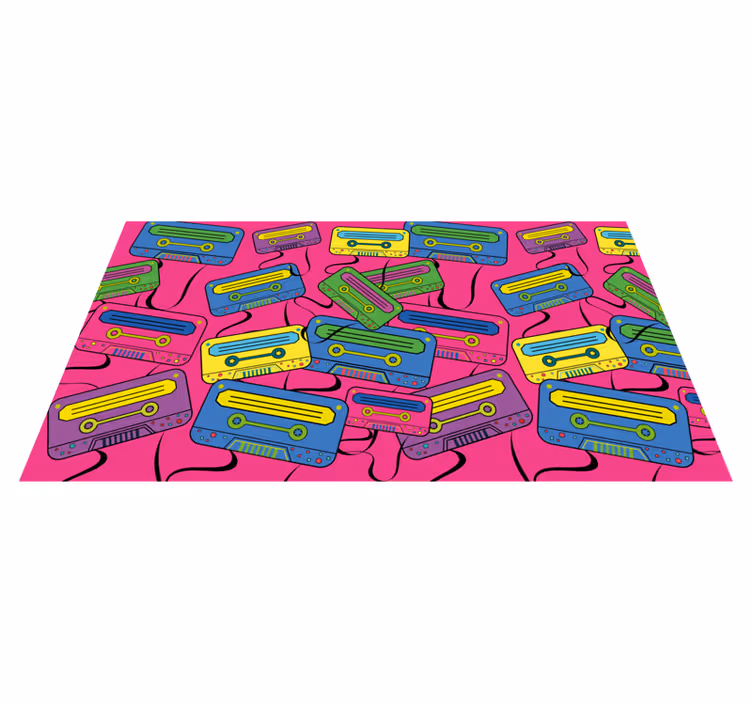 Vintažinio kasetės motyvas paaugliams vinilo kilimėlis - „Tenstickers“