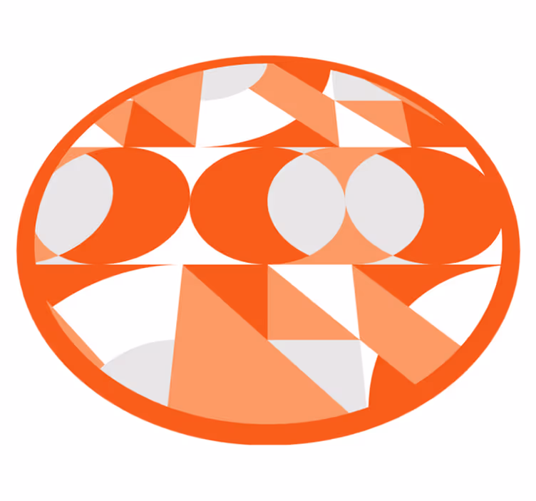 Oranžiniai retro raštai geometriniai kilimas - „Tenstickers“