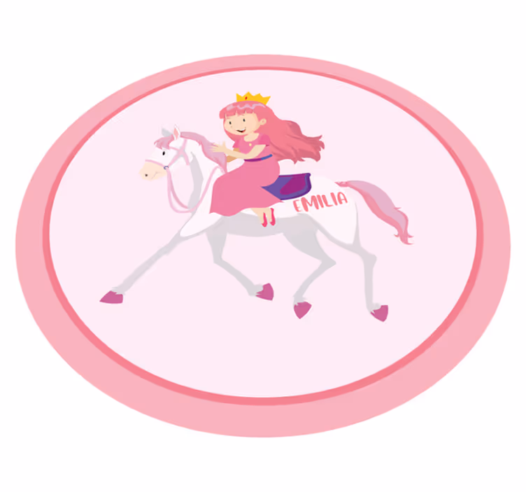 Rožinė princesė, jojanti baltu arklio stalo padekliukai - „Tenstickers“
