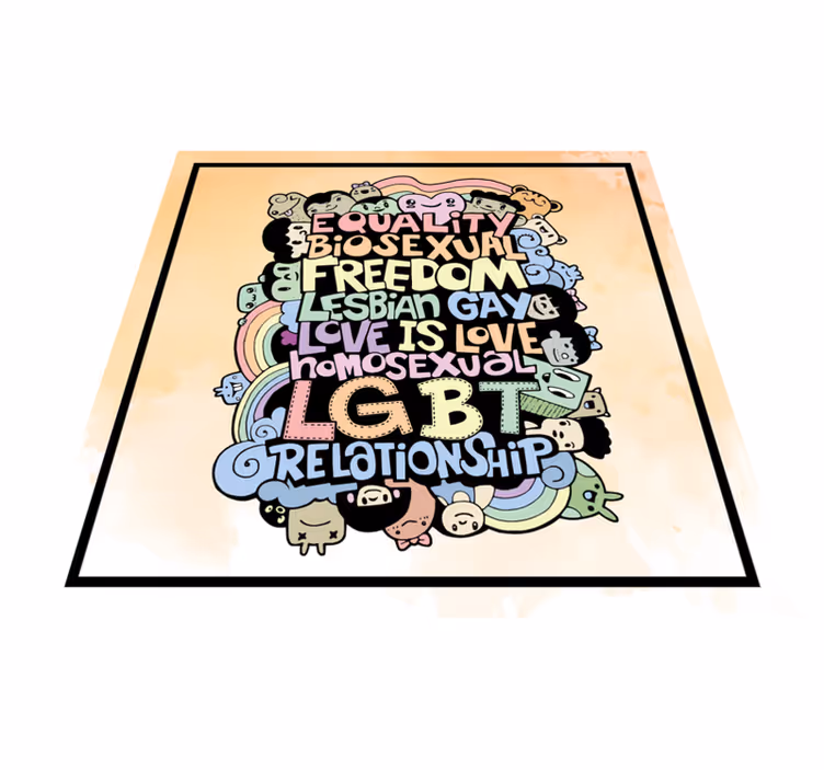 Spalvinga lgbt žinutė vinilo kilimėlas su frazėmis - „Tenstickers“