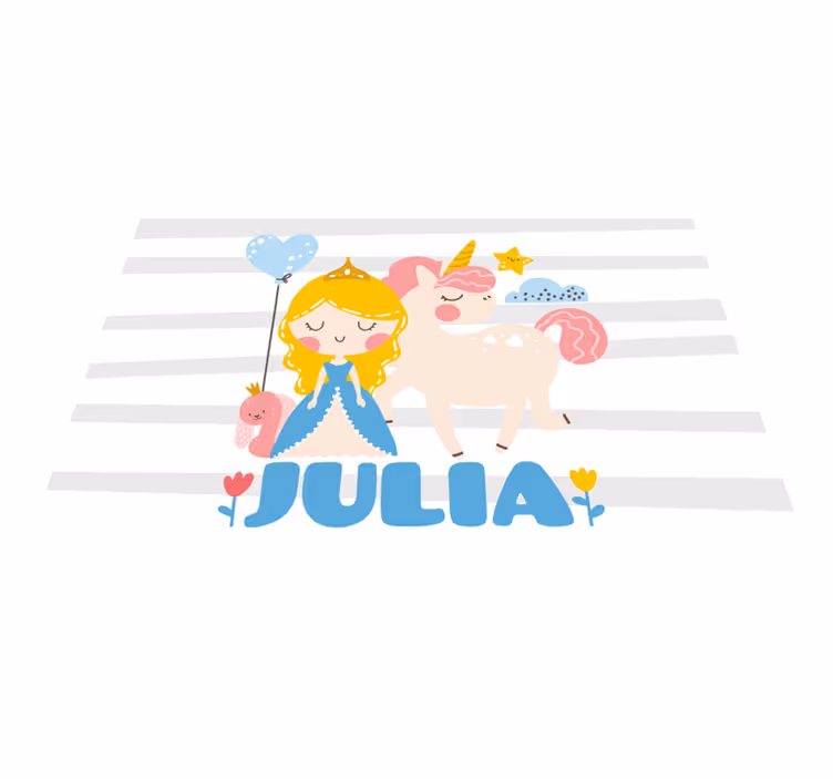 Animacinių filmų princai ir vienaragis personalizuotas kilimėlis - „Tenstickers“