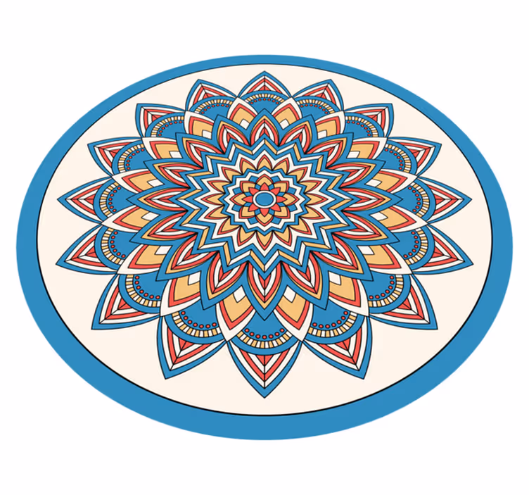 Mėlynos ir raudonos gėlės mandala vinilo kilimas - „Tenstickers“