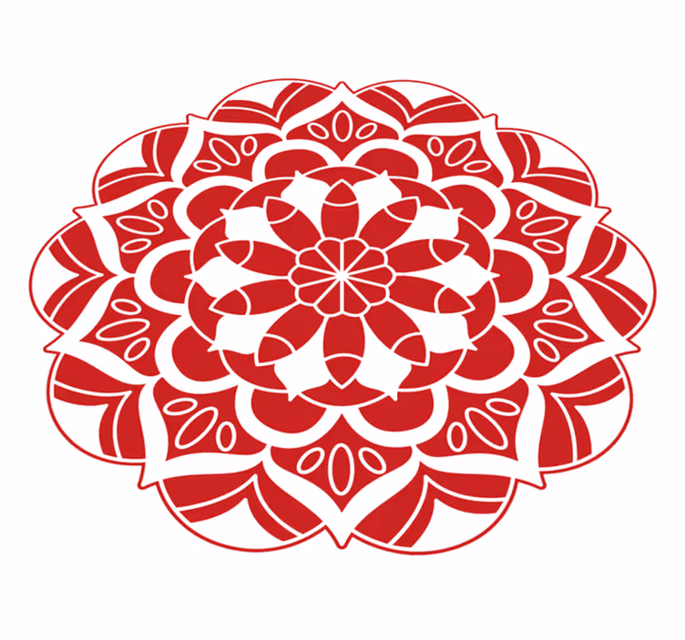 Raudonas gėlių raštas mandala kilimėlis - „Tenstickers“