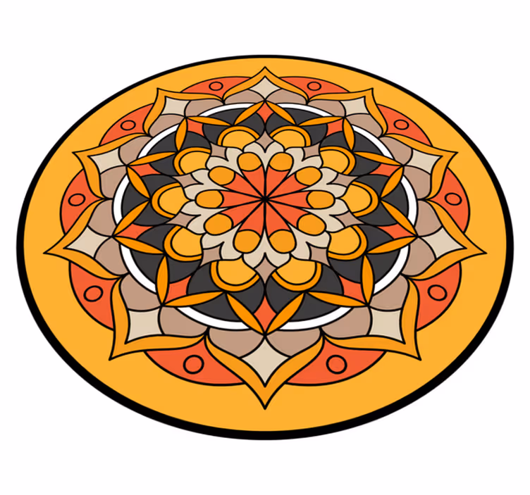 Oranžinė mandala su gėlių mandalos vinilo stalo padekliukai - „Tenstickers“
