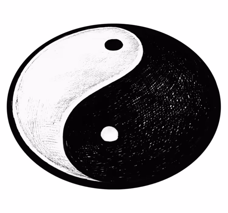 Yin ir yang simbolis apskritimo formos vinilo kilimėlis - „Tenstickers“