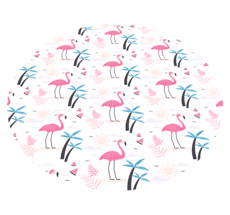Flamingo tropinė scena paaugliams vinilo kilimėlis - „Tenstickers“