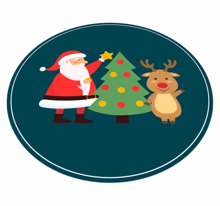 Linksmas kalėdų senelio ir elnių kalėdų vinilo kilimas - „Tenstickers“