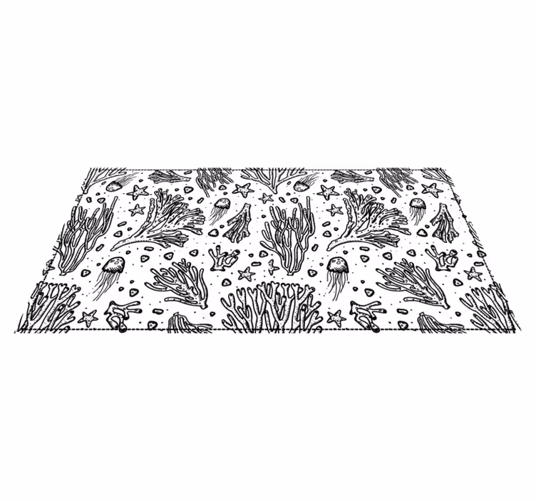 Monochrome Ocean Motif gyvūnų vinilo kilimėlis - „Tenstickers“