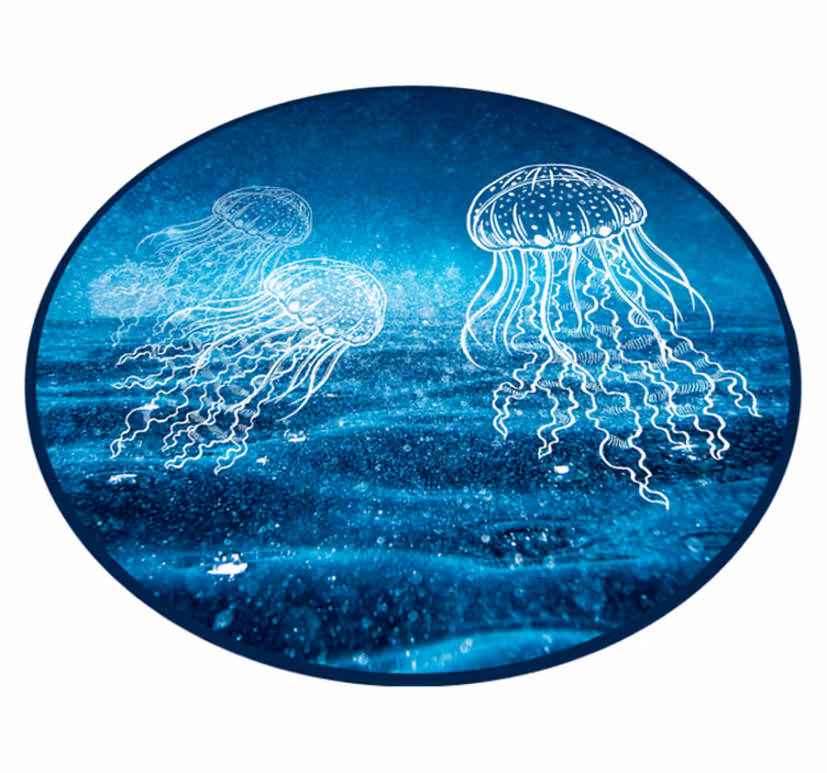 Jellyfish Ocean Scene gyvūnų vinilo kilimėlis - „Tenstickers“