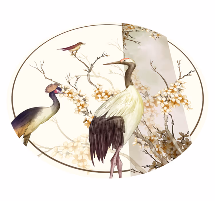 šakelės ir paukščiai chinoiserie gyvūnų kilimėlis - „Tenstickers“