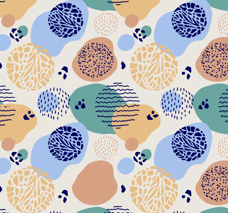 Apskriti retro modeliai geometrinis raštų tapetas - „Tenstickers“