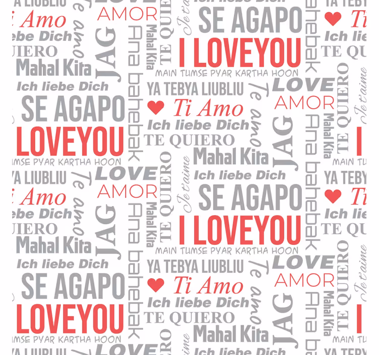 i love you įvairiomis kalbomis abėcėlinis tapetas - „Tenstickers“