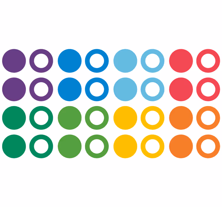 Geometrinis raštų tapetas vaivorykštės spalvų apskritimai - „Tenstickers“