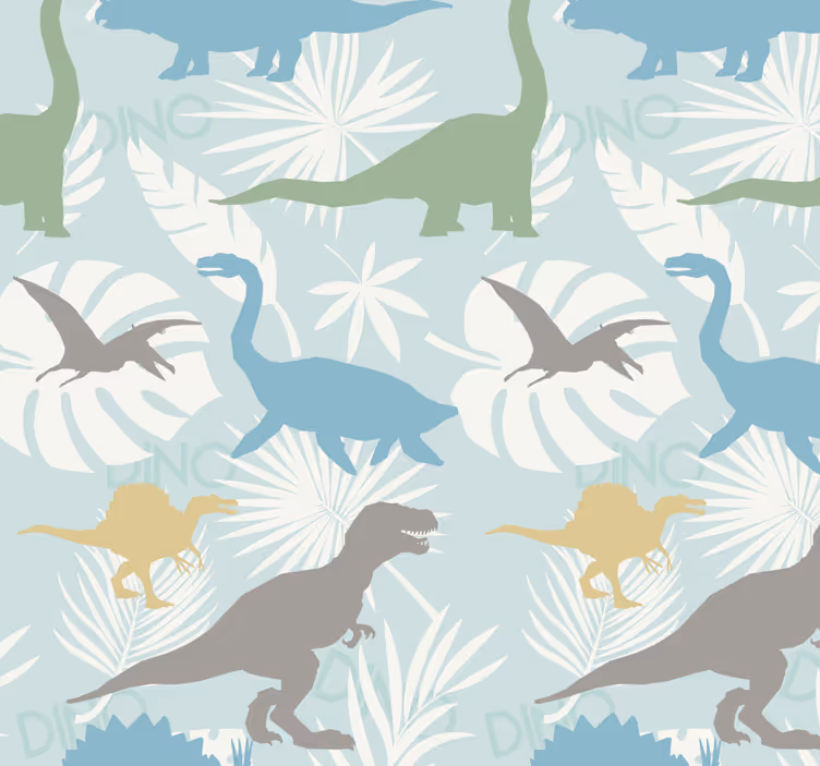 Dinozaurų tapetai pastelinių spalvų raštu - „Tenstickers“