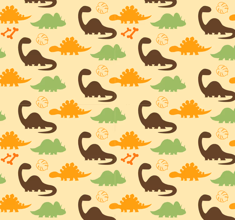 Dinozaurų tapetai smėlio spalvos fone - „Tenstickers“