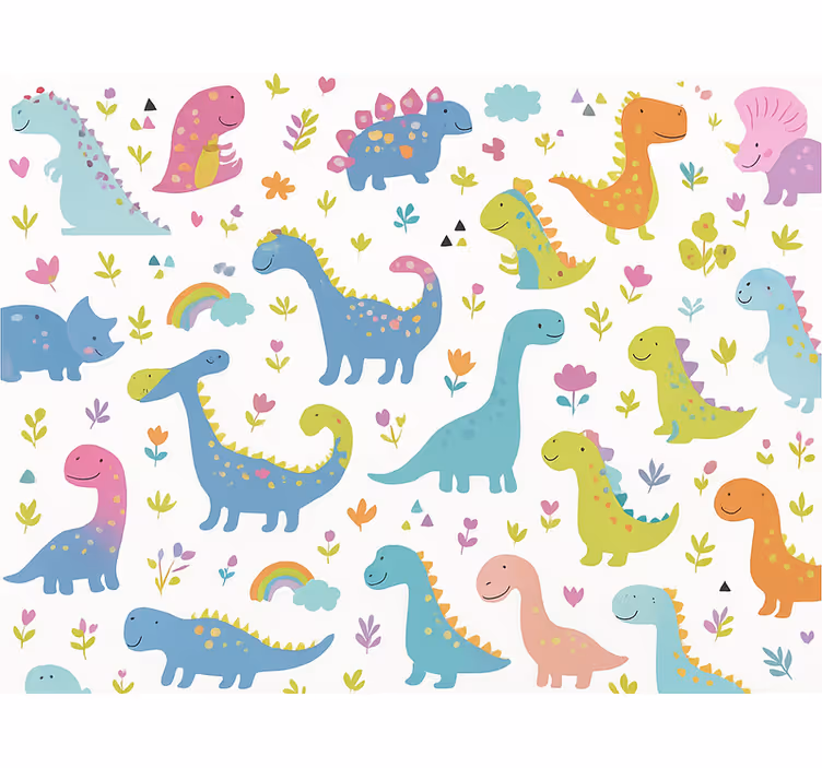 Vaikiški tapetai spalvingiems dinozaurams - „Tenstickers“