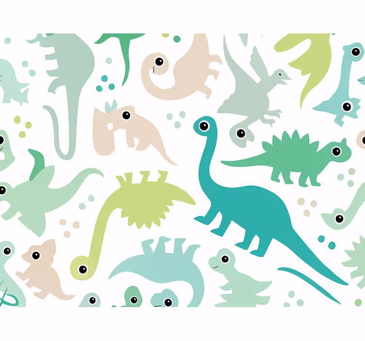Vaikiški tapetai paprasti spalvoti dinozaurai - „Tenstickers“