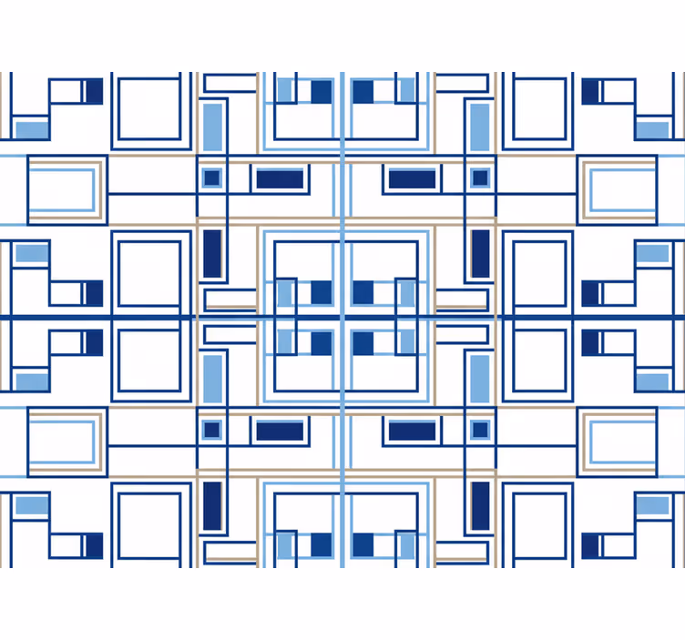 Kvadratinės tapetos geometrinės formos mėlynos - „Tenstickers“