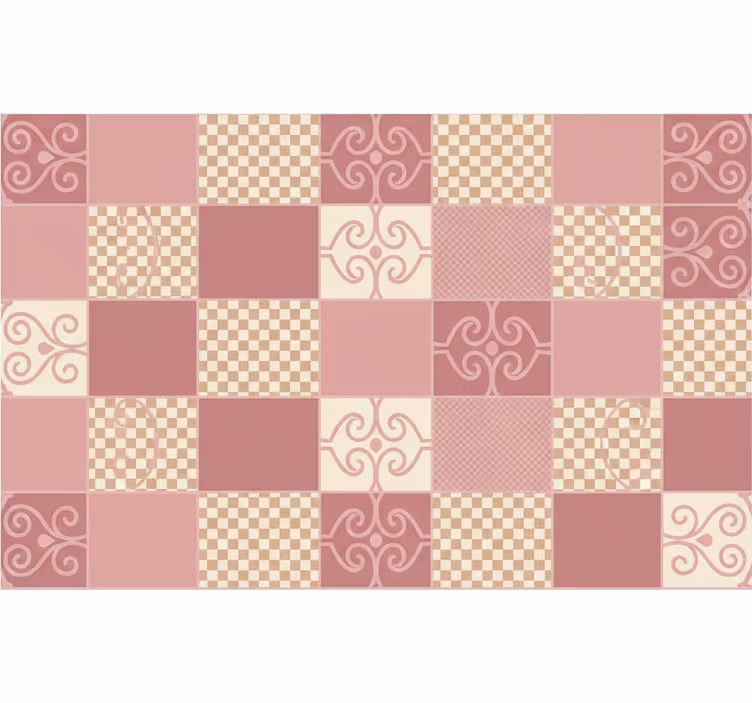 Geometriniai tapetai rožinė vintage languota dizaino - „Tenstickers“