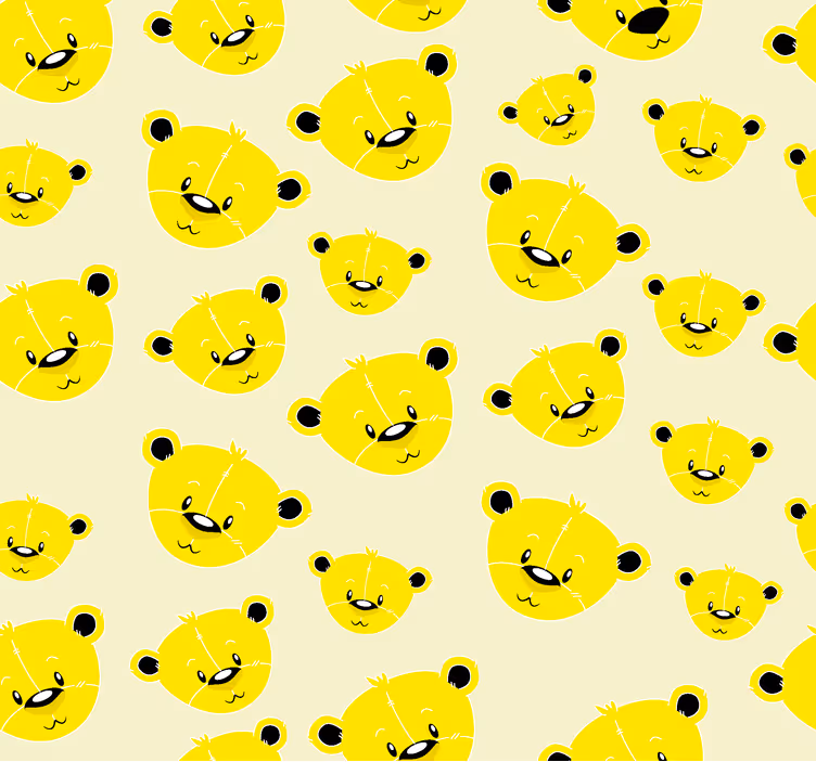 Geltona tapetas su meškų raštu - „Tenstickers“