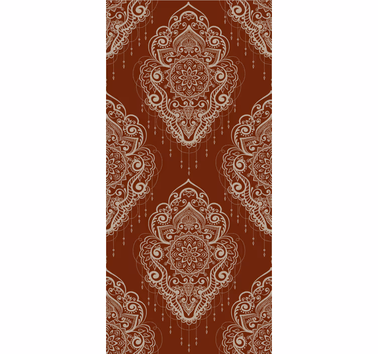 Raudoni tapetai su elegantiška mehndi ornamentika - „Tenstickers“