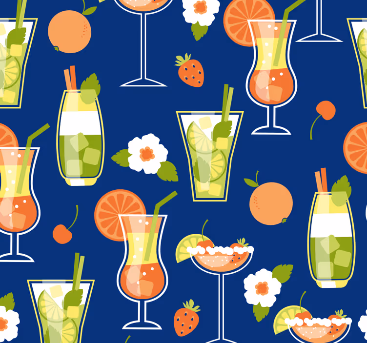 Kokteilių motyvai meno tapetas - „Tenstickers“