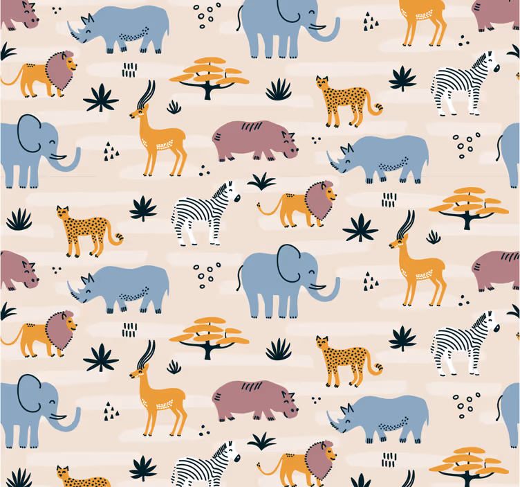 Safari gyvūnų ansamblis gyvūnai tapetai - „Tenstickers“