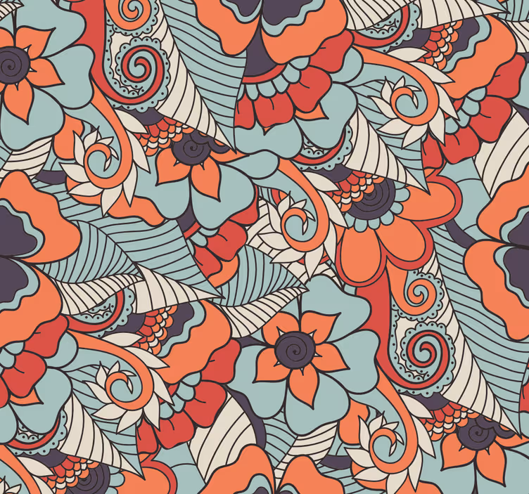 Gyvenamojo kambario tapetai gėlių paisley - „Tenstickers“
