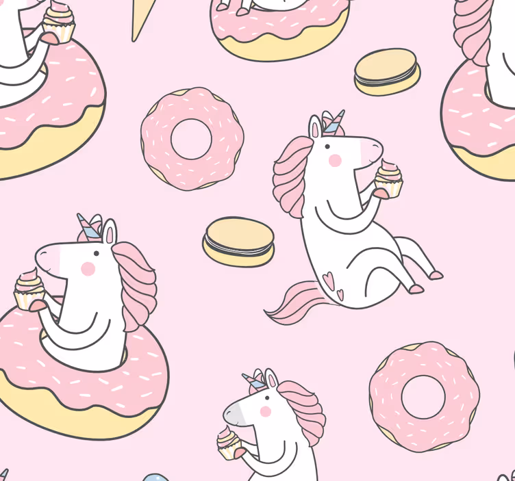 Tapetai rožiniai vienaragiai vaikų tapetai - „Tenstickers“
