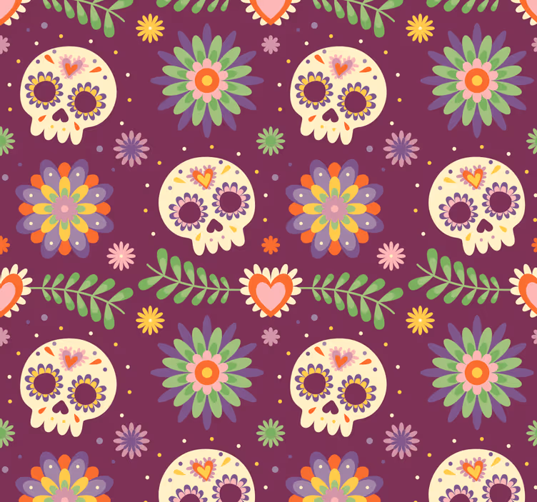 Miegamojo aztec kaukolės meno tapetai - „Tenstickers“