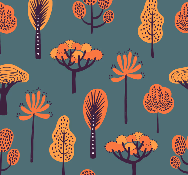Stiliizuoti botaniniai motyvai medžio tapetai - „Tenstickers“