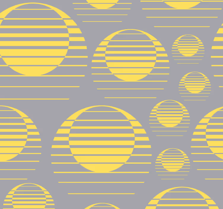 Retro saulė atkreipti pilka geltona abstrakti tapetai - „Tenstickers“