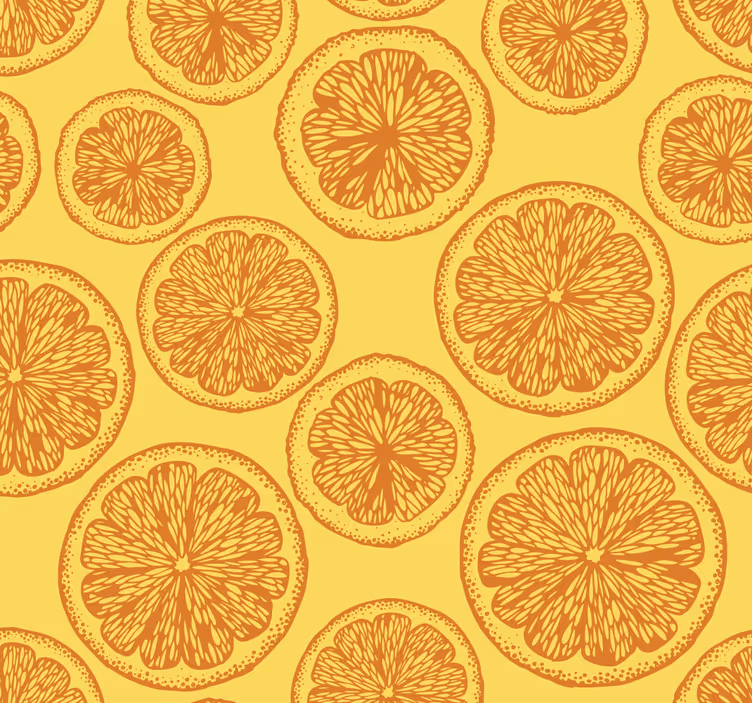 Oranžinė ranka piešti citrusinių vaisių tapetai - „Tenstickers“