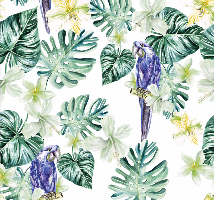Tropinių papūgų flora papūgos tapetas - „Tenstickers“