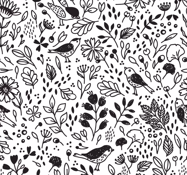 Botaninis paukščių raštas tapetai geles - „Tenstickers“