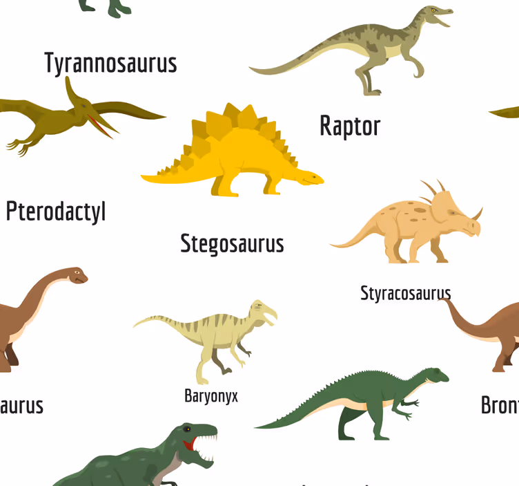 Realistiški dinozaurai su vardais vaikų tapetai - „Tenstickers“