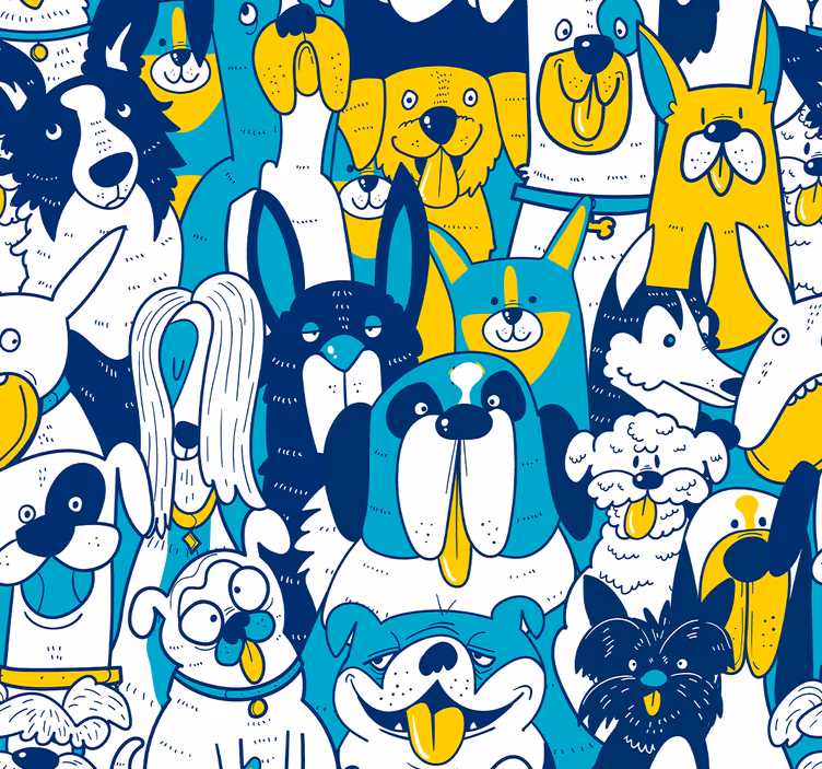 Animuotas šunų susirinkimas gyvūnai tapetai - „Tenstickers“