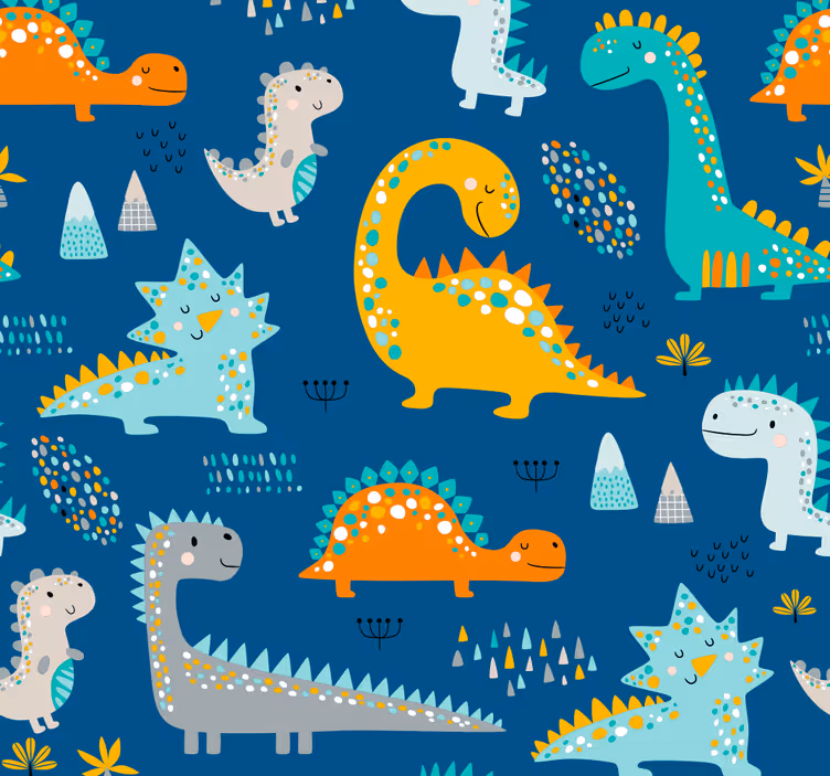 įvairių spalvų dinozaurų gyvūnų tapetai - „Tenstickers“