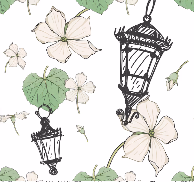 Botaninio žibinto raštas ornamentinės tapetos - „Tenstickers“