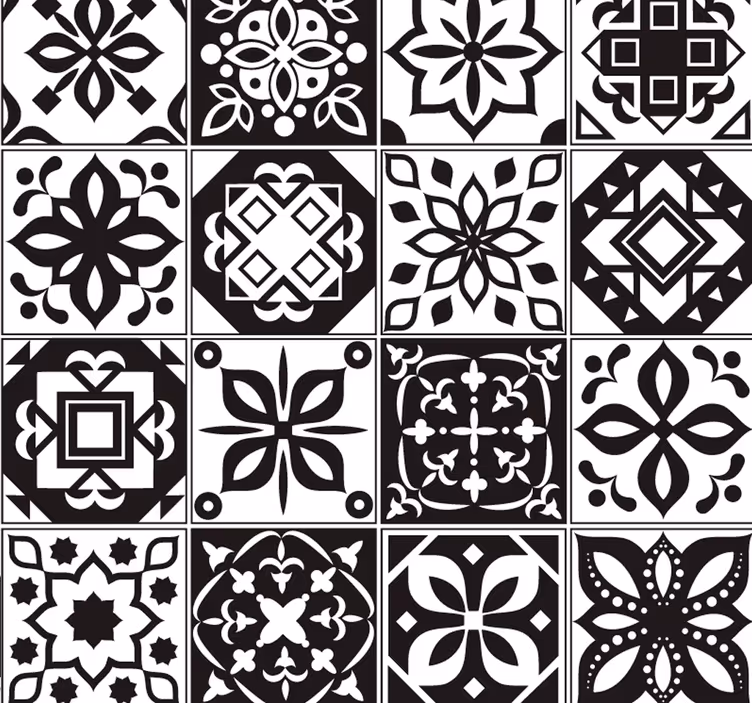 Arabesque - juodai balti dekoratyviniai tapetai - „Tenstickers“