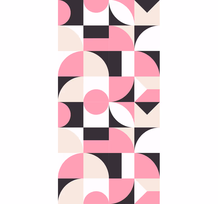 Geometrinis raštų tapetas moderni rožinė ir juoda. - „Tenstickers“