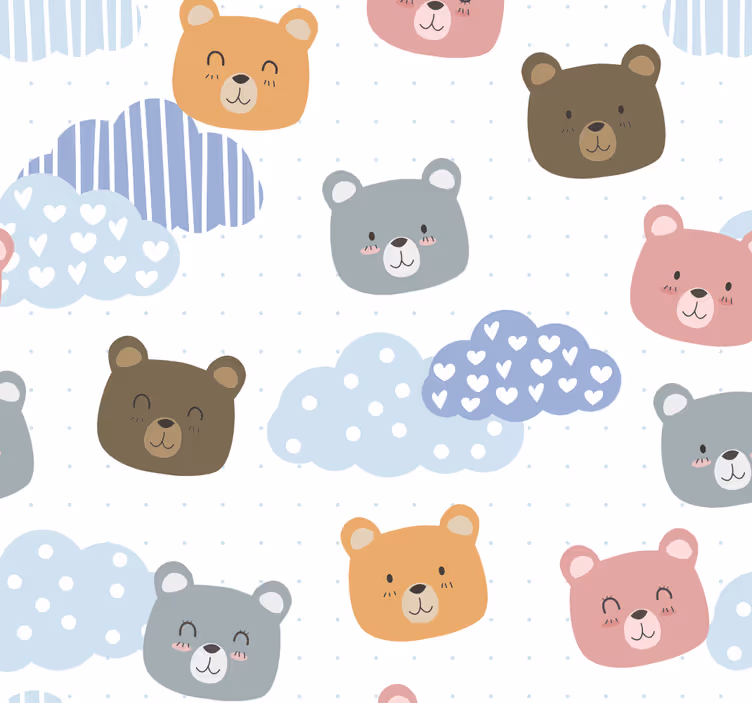Animacinių meškų debesys gyvūnai tapetai - „Tenstickers“