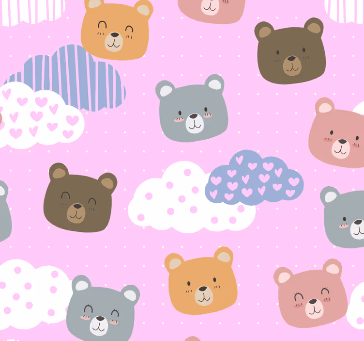 Mielų meškiukų raštas tapetai vaiku kambariui - „Tenstickers“