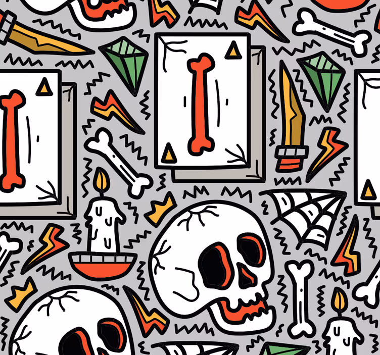 Kaukolės grafiti tapetas paauglio kambariui - „Tenstickers“
