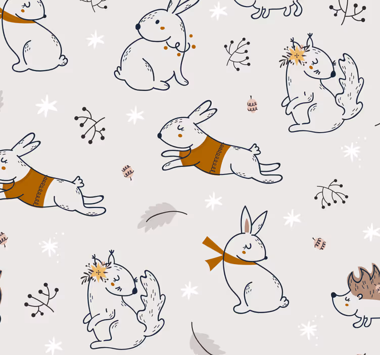 žaismingas zuikio motyvas gyvūnų tapetai - „Tenstickers“