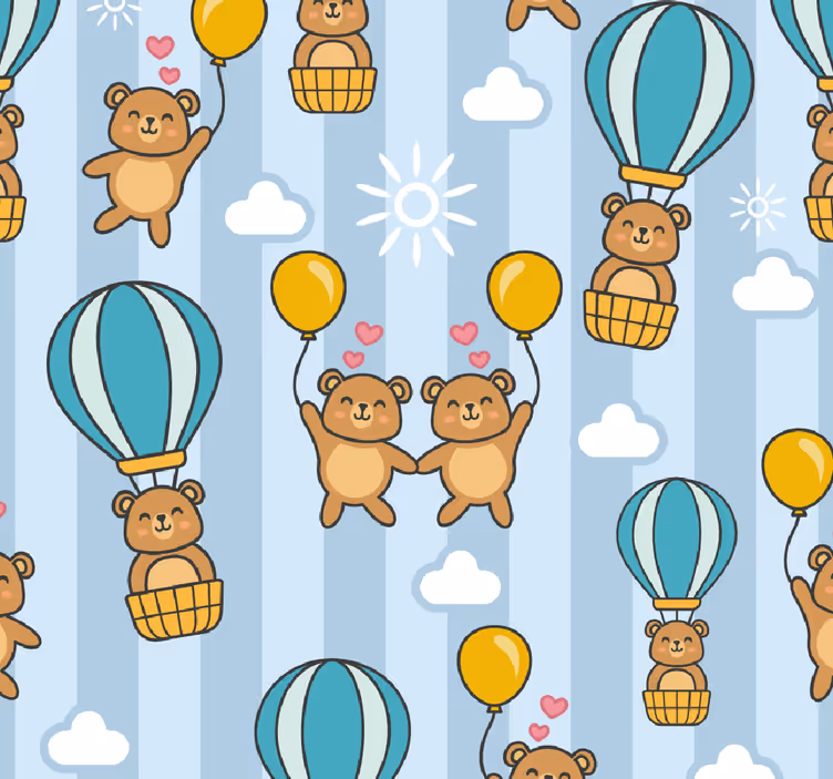 Balioniniai meškiukai tapetai vaiku kambariui - „Tenstickers“
