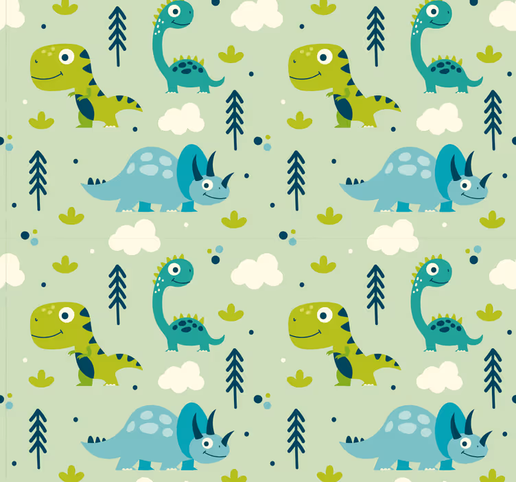 žalias fonas darželio dinozauro tapetai - „Tenstickers“