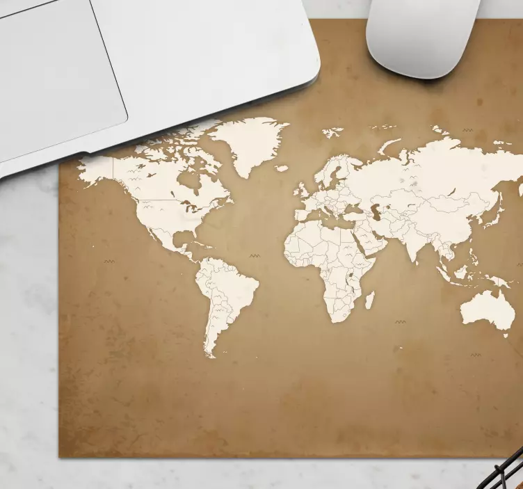 Derliaus fono pasaulio žemėlapio pelės kilimėlis - „Tenstickers“
